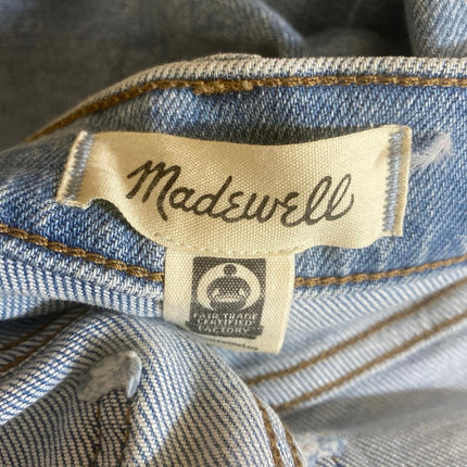 Madewell Women's Light Blue Ripped Raw Frayed Hem Straight Denim Jeans Pants 25