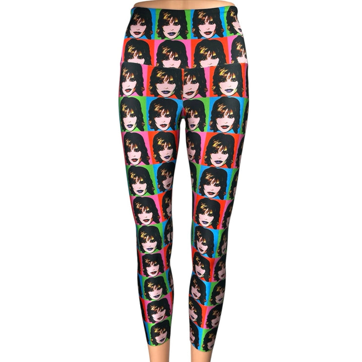 Goldsheep Lisa Rinna Multicolor Face Print Pop Art Skinny Yoga Leggings Pants XS