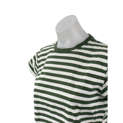 J.Crew Women's Green White Striped Short Sleeve Crew Neck T Shirt Tee Top Size S