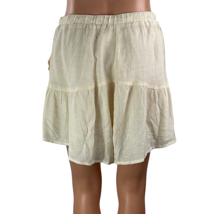 SABO Women's Cream High Rise Elastic Waist Tiered Drawstring Mini Skort Skirts 6