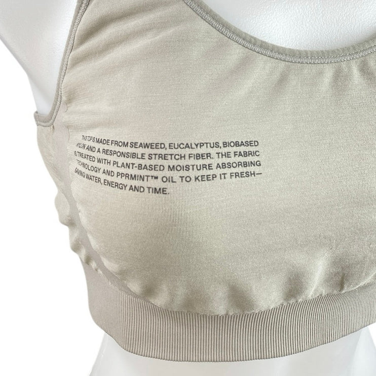 Pangaia Women's Cream Beige Sleeveless Yoga Athletic Sports Bra Crop Top Size XL
