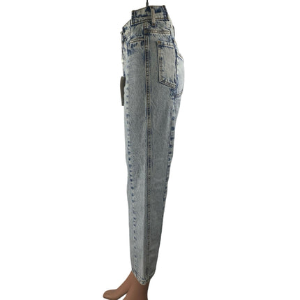 NEW Revice Women's Blue Acid Wash High Waisted Flare Cropped Denim Jeans Size 26