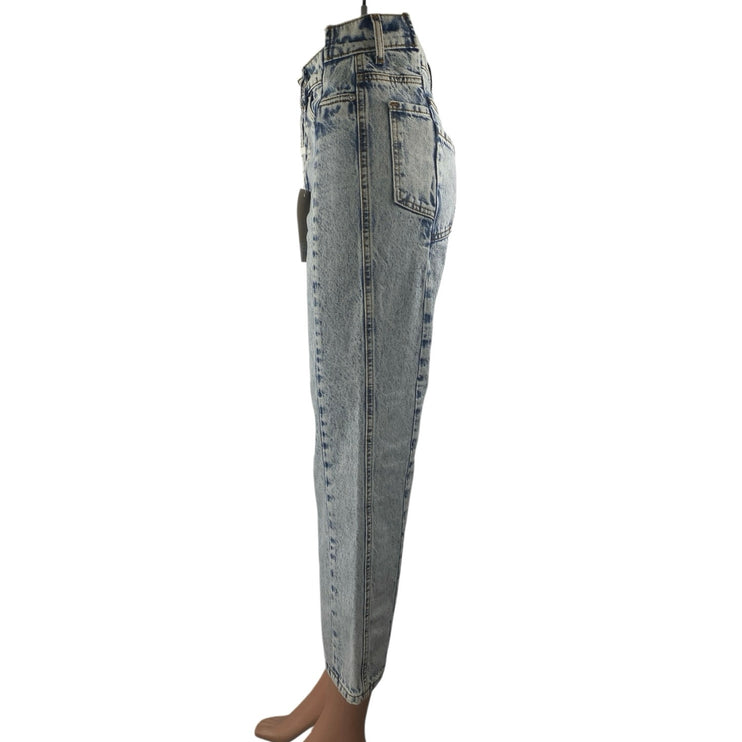 NEW Revice Women's Blue Acid Wash High Waisted Flare Cropped Denim Jeans Size 26