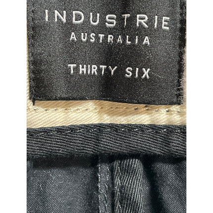Industrie Men's Black Chino Khaki Straight Tapered Trousers Dress Pants Size 36