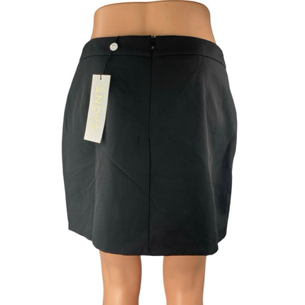 NEW SNDYS Fern Women's Black High Waisted Front Slit Zipper Mini A-Line Skirt M