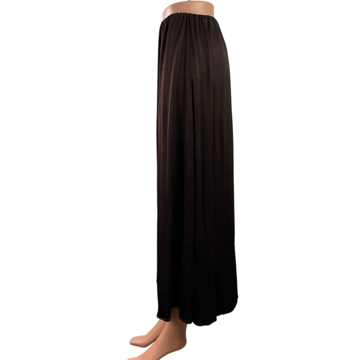 Donni Women Dark Brown Elastic Waist Pull On Pleated Straight Midi Skirt Size M