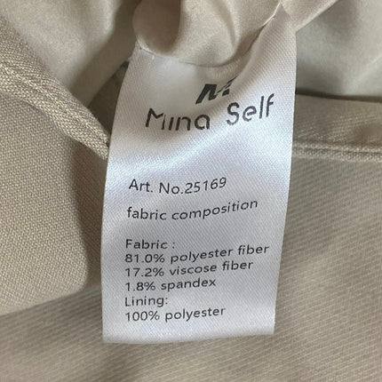 Mina Self Women's Beige Peak Lapel Sleeveless Vest Blazer Coat Jacket Size L