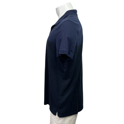 Calvin Klein Men's Navy Blue Black Striped Short Sleeve Golf Polo Shirt Top XL
