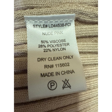 Lush Nude Pink Beige Ribbed Knit Long Sleeve Cut Out Mini Bodycon Dress Size M