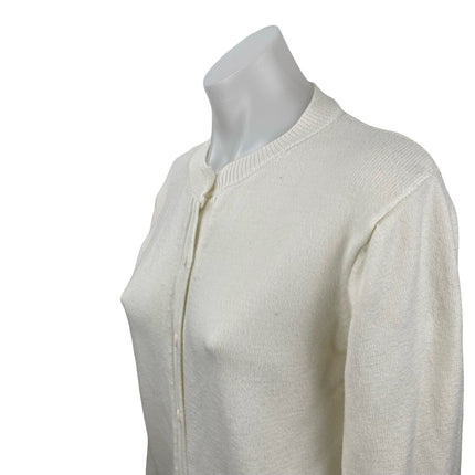 Jon & Ana Women's Cream Long Sleeve Crew Neck Button Up Cardigan Sweater Top L