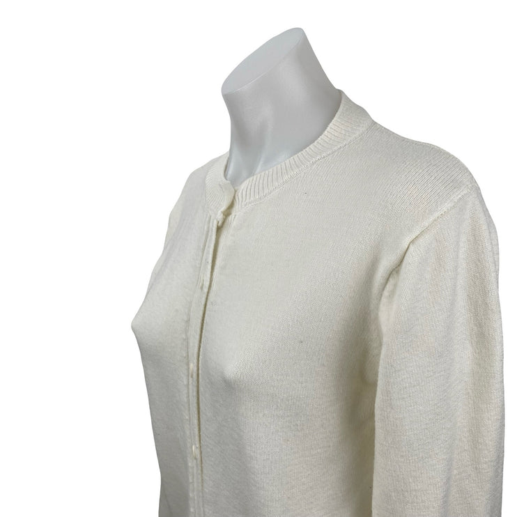 Jon & Ana Women's Cream Long Sleeve Crew Neck Button Up Cardigan Sweater Top L