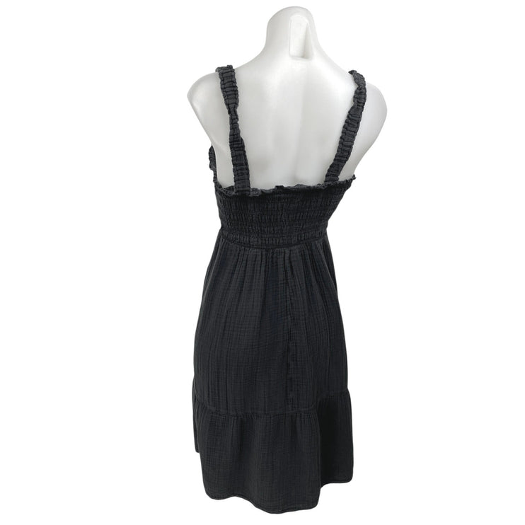 Gap Black Sleeveless Ruffle Smocked Square Neck Fit & Flare Mini Dress Size XS