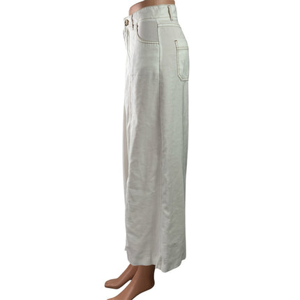 Zara Women's White Cream High Waisted Wide Leg Baggy Denim Jeans Pants Size XS