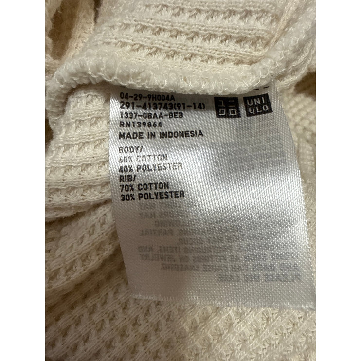 Uniqlo Women's Cream Waffle Knit Long Sleeve Winter Mini Sheath Sweater Dress XS
