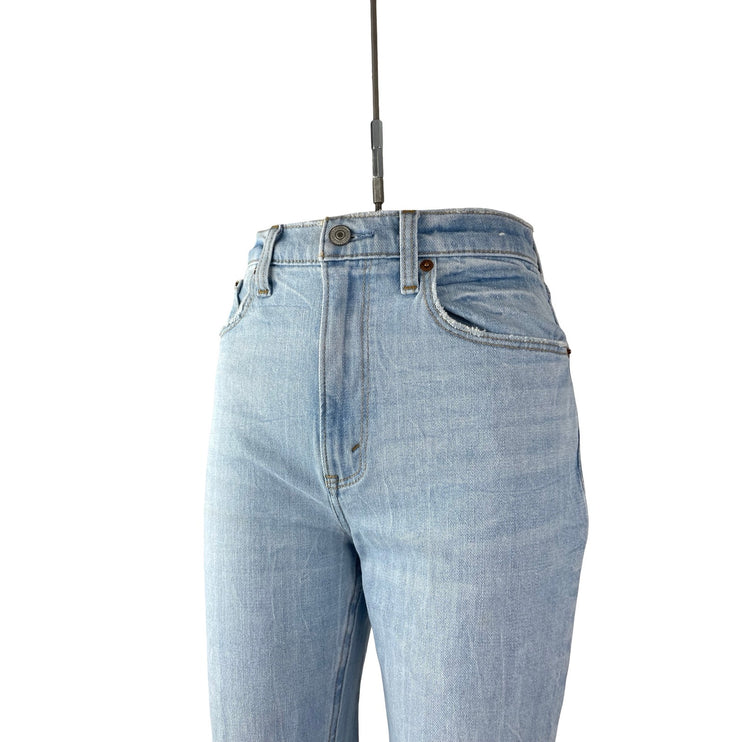 Abercrombie & Fitch Distressed Ripped High Rise Slim Straight Denim Jeans Pant 0