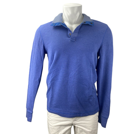 Banana Republic Men's Blue Button Collar Long Sleeve Knit Polo Sweater Top Sz M