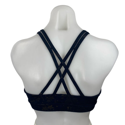 JoyLab Womens Navy Blue Starry Stars Strappy Yoga Athletic Sports Bra Crop Top L