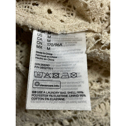 H&M Women's Beige Floral Lace Eyelet Crochet Sleeveless Camisole Tank Bodysuit M