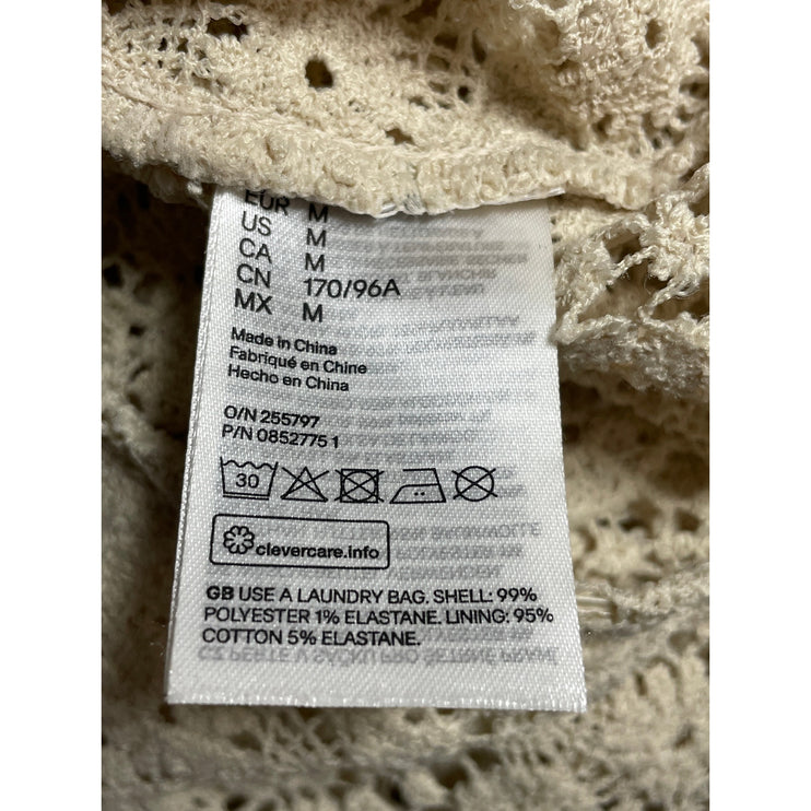 H&M Women's Beige Floral Lace Eyelet Crochet Sleeveless Camisole Tank Bodysuit M