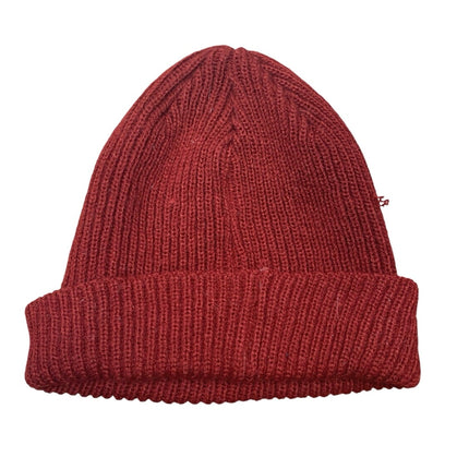 Obey Unisex Red Acrylic Cozy Stretch Ribbed Knit Beanie Bonnet Hat One Size