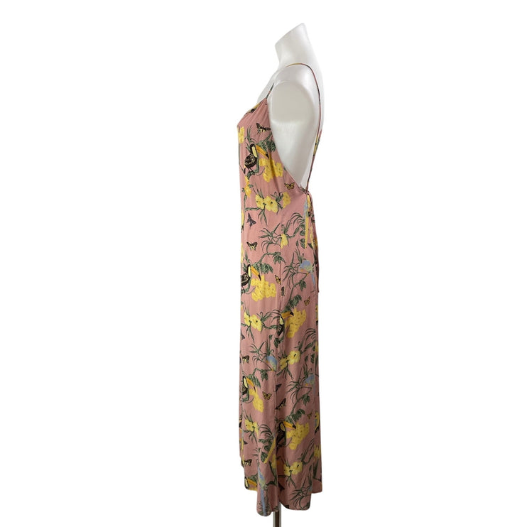 Reformation Chianti Pink Conga Tropical Floral Cami Sleeveless Midi Slip Dress M