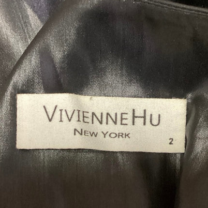 Vivienne Hu Black Silk Satin Draped Biker Collared Blazer Crop Coat Jacket Sz 2