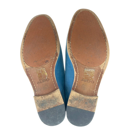 Aldo Men's Blue Suede Leather Flat Heel Lace Up Derby Oxford Shoes Size 10