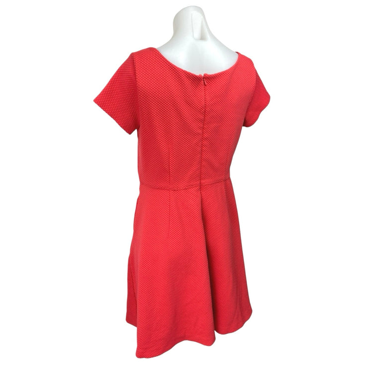 Banana Republic Red Textured Short Sleeve Mini A-Line Fit & Flare Dress Size 10