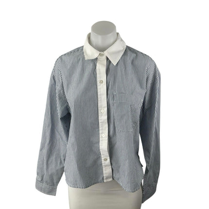 Abercrombie & Fitch Blue Seersucker Striped Long Sleeve Button Down Shirt Top S