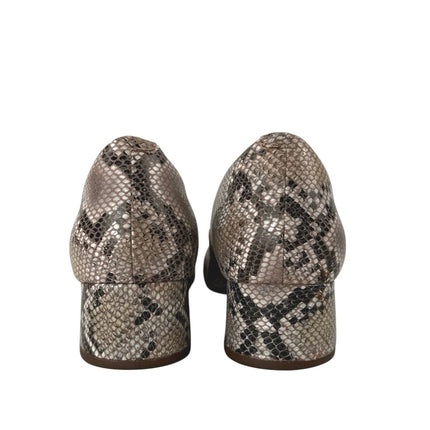Clarks Marilyn Leah Snakeskin Animal Print Low Slip On Block Heels Pumps Shoes 8