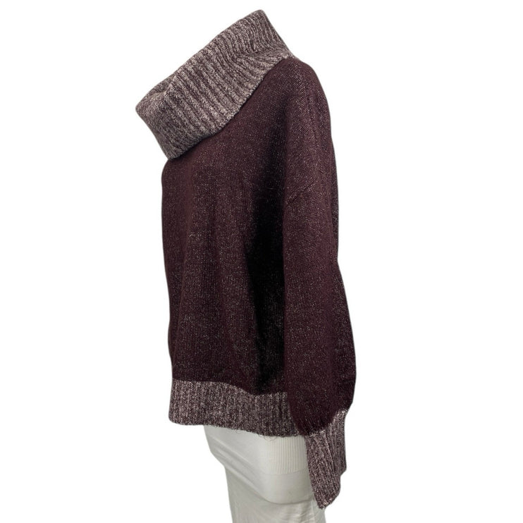 Nine West Women's Maroon Red Turtleneck Long Sleeve Knit Sweater Top Size L