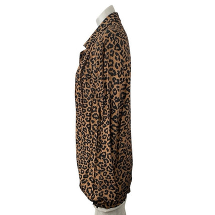 Beach Riot Brown Leopard Animal Print Open Front Long Sleeve Cardigan Top Size S