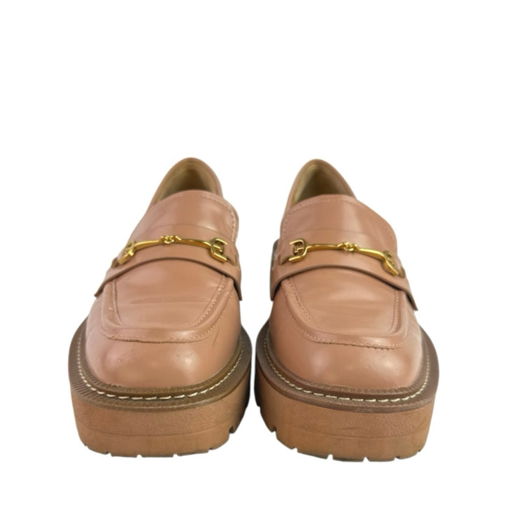 Sam Edelman Laurs Brown Leather Buckle Slip On Chunky Platform Loafers Shoes 8.5