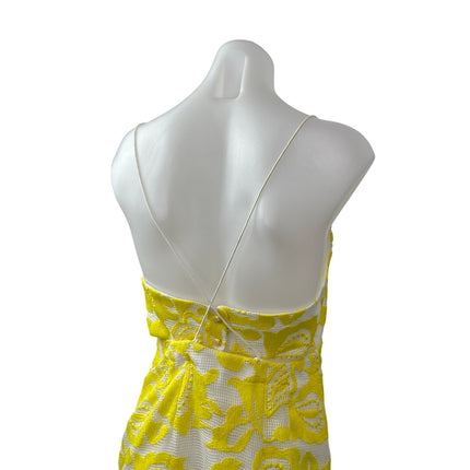 Anthropologie Maeve Yellow Paisley Lace Embroidered Cami Mini Sheath Dress Sz 0