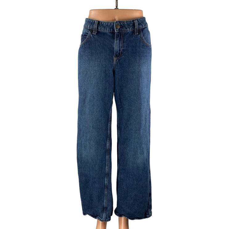 Hollister Women's Blue Low Rise Straight Baggy Wide Leg Denim Jeans Pants Sz 31