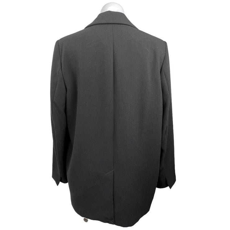 Zara Black Double Breasted Long Sleeve Career Business Blazer Coat Jacket Sz L