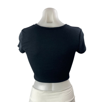 Aritzia Sunday Best Black Short Sleeve Crew Neck T Shirt Tee Crop Top Size S