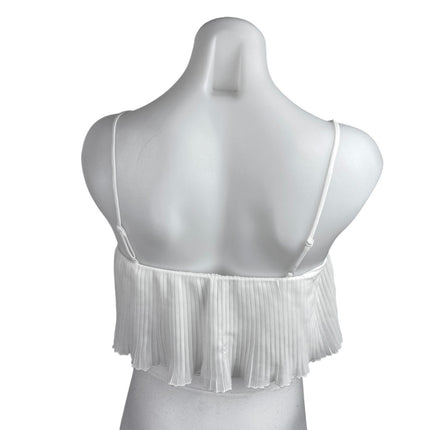 Princess Polly White Sleeveless Pleated Frill Cami Camisole Tank Crop Top Size 4