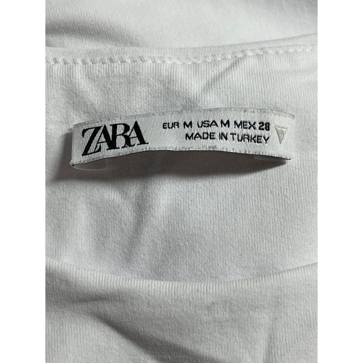 Zara Women's White High Neck Sleeveless Tank Camisole Cami Bodysuit Top Size M