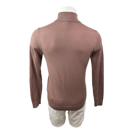 Reiss Men's Brown 100% Wool 1/4 Zip Long Sleeve Knit Sweatshirt Sweater Top Sz S