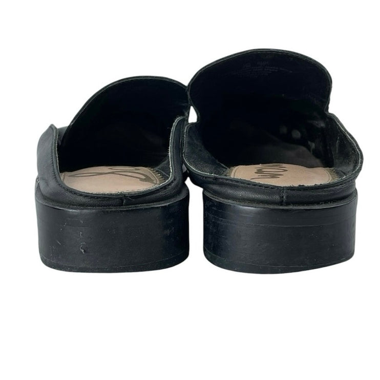 Sam Edelman Lewellyn Black Studded Leather Almond Toe Flats Loafer Mules Size 7