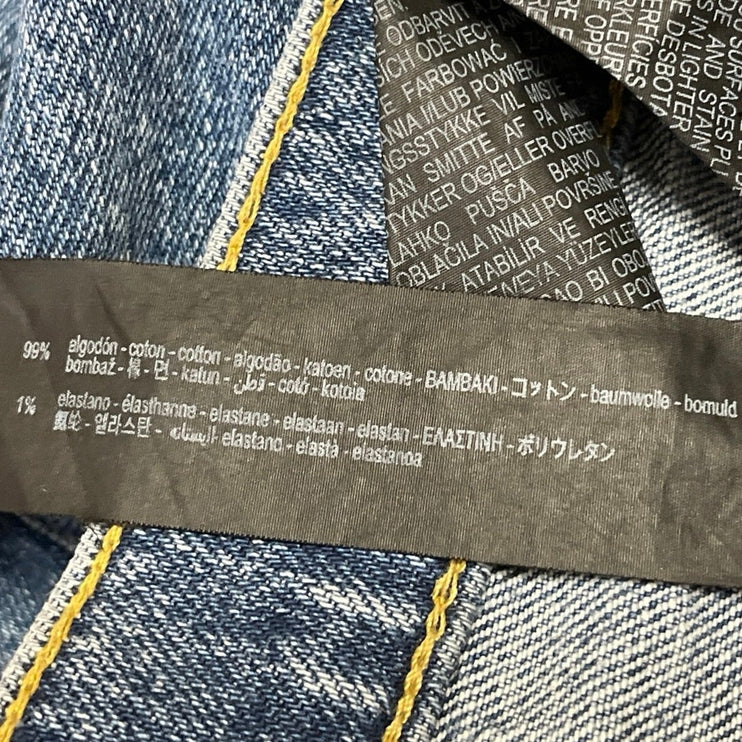 Zara Women's Blue Distressed High Waisted Wide Leg Baggy Denim Jeans Size 10