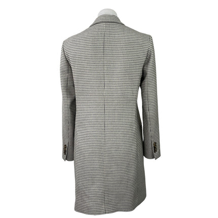 Club Monaco Womens Gray Plaid Check Pocket Notch Lapel Midi Trench Coat Jacket S
