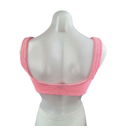 Hunza G Pink Square Neck Sleeveless Yoga Athletic Activewear Sports Bra Top Sz S
