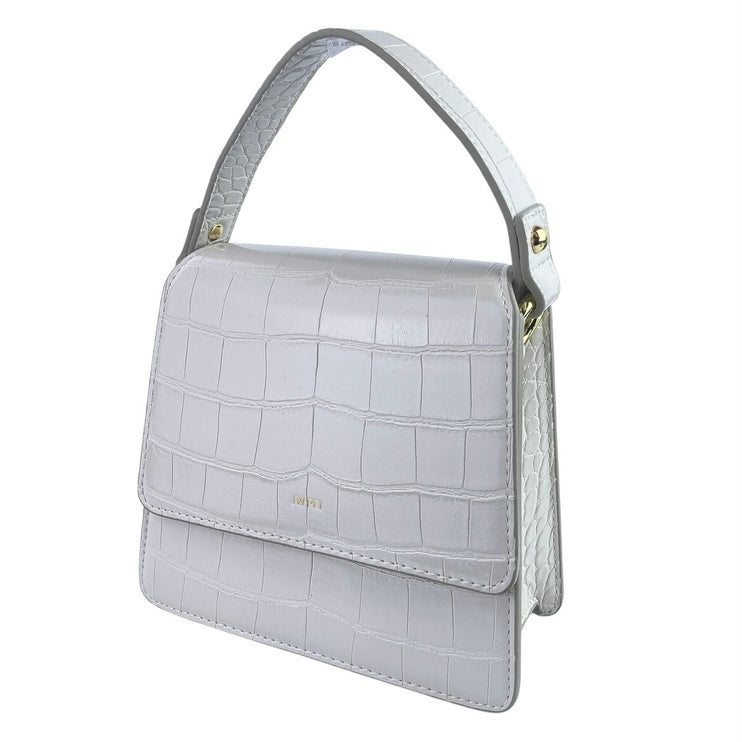 NEW JW Pei White Croc Vegan Leather Faux Crossbody Strap Top Handle Handbag OS