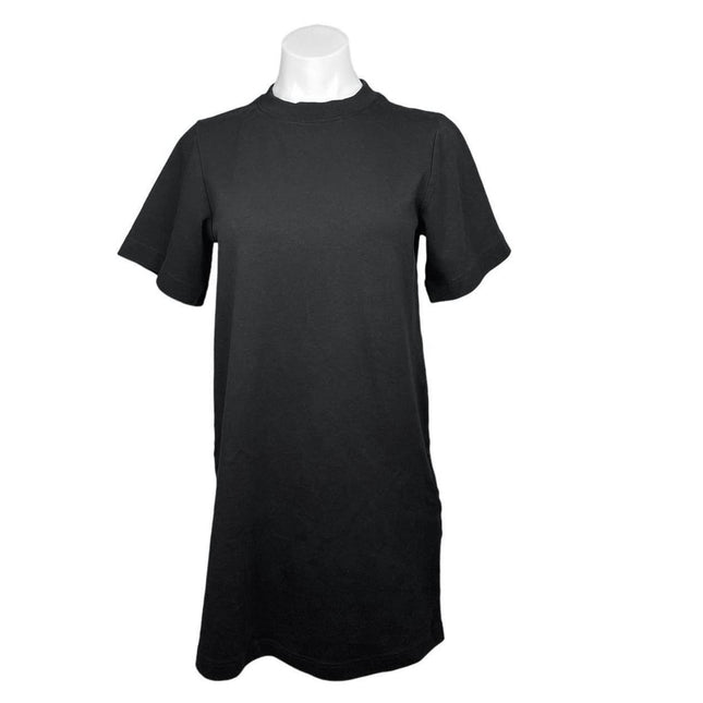 cos shirt dress COS Black 100% Cotton Short Sleeve Plain Mock Neck Mini T Shirt Dress – Brie