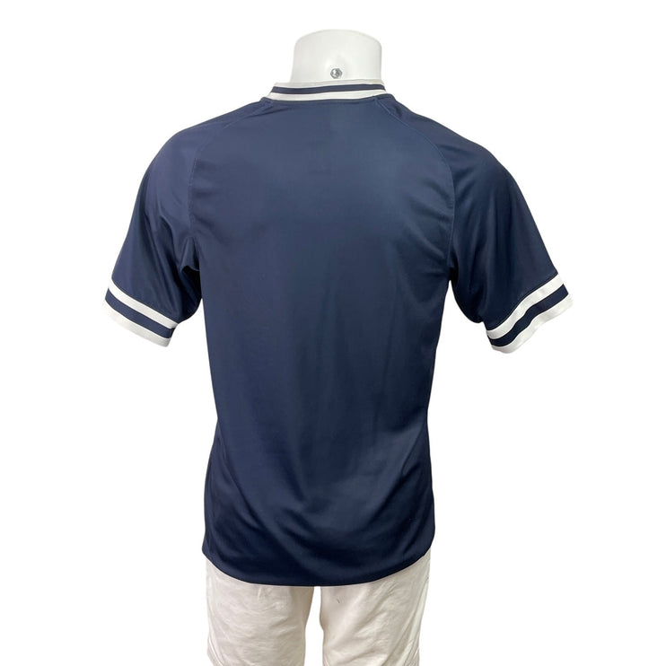 Nike Dri Fit Men Navy Blue New York Yankee Short Sleeve V Neck T Shirt Tee Top S