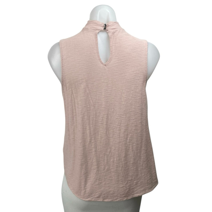 Silence + Noise Pink Sleeveless Mock Neck Surplice Faux Wrap Tank Blouse Top S