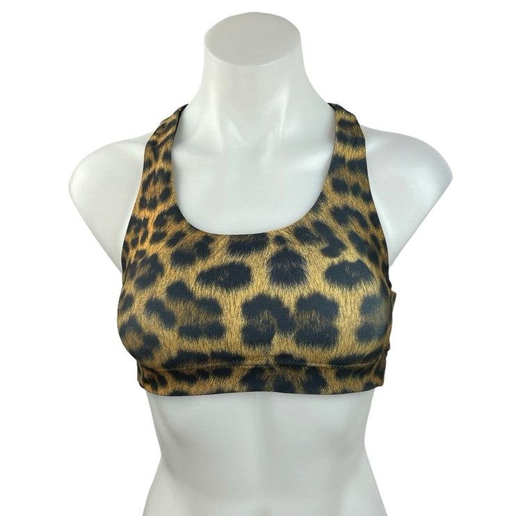 Womens Multicolor Animal Leopard Print Racerback Activewear Fitness Sports Bra S