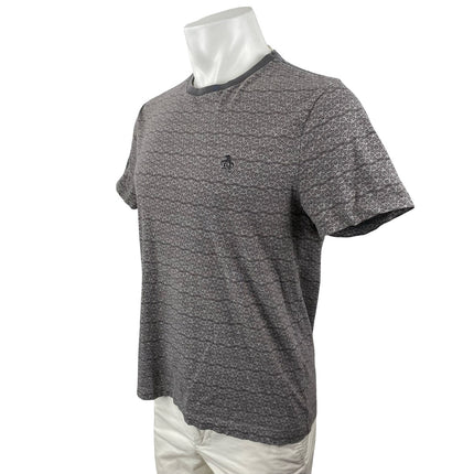 Penguin Men's Gray Geometric Logo Short Sleeve Crewneck T Shirt Tee Top Size M